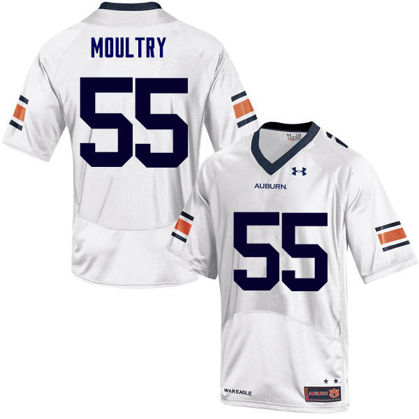 Auburn Tigers Men's T.D. Moultry #55 White Under Armour Stitched College NCAA Authentic Football Jersey LDN3574XC